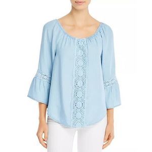 Alison Andrews Lace-Trim Peasant Top Size L. B11